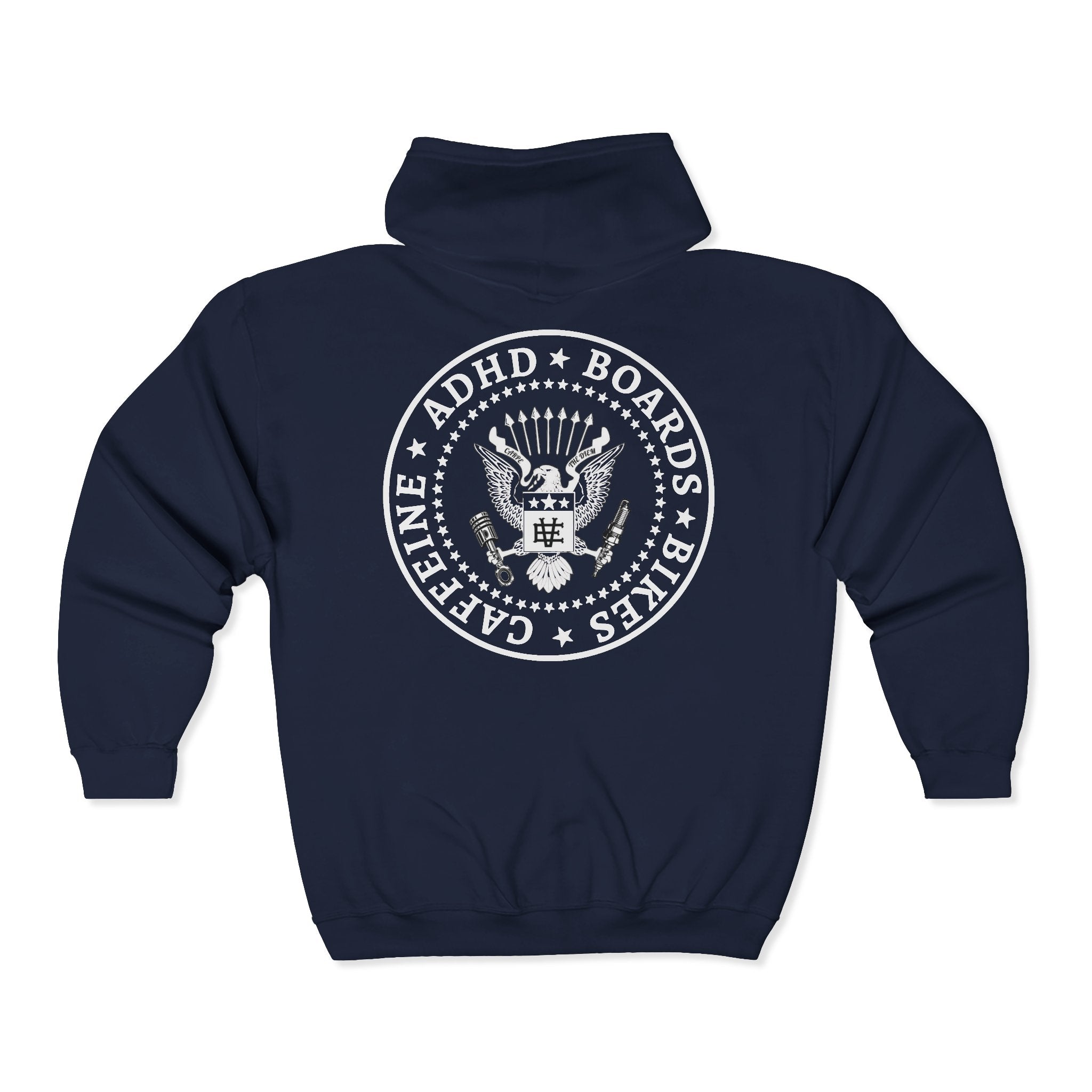 Ramones-Style 'ADHD • Boards • Bikes • Caffeine' Zip Hoodie